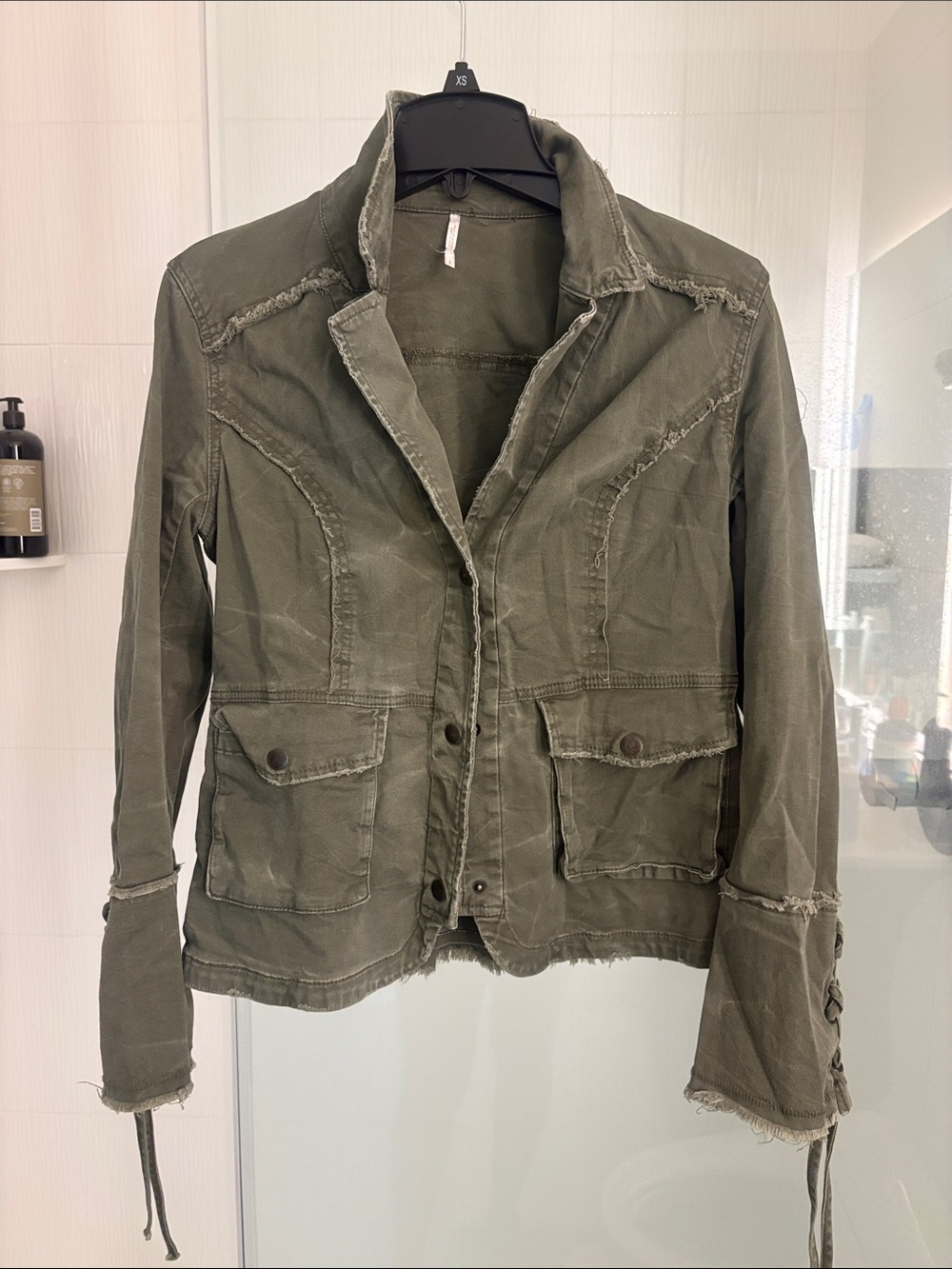 Free People Distressed Olive Utility Jacket - Picture 6 of 7